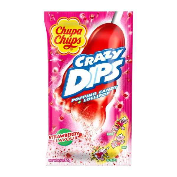 Crazy Dips Popping Lollipop Strawberry - 1 Pc