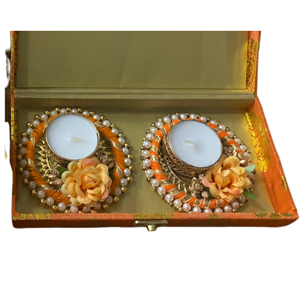 Gift Box Diya Diwali Flower - 2 in a Box
