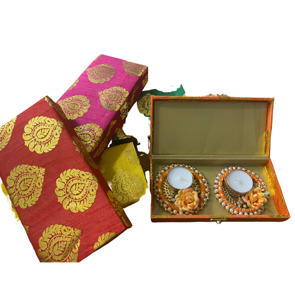 Gift Box Diya Diwali Flower - 2 in a Box
