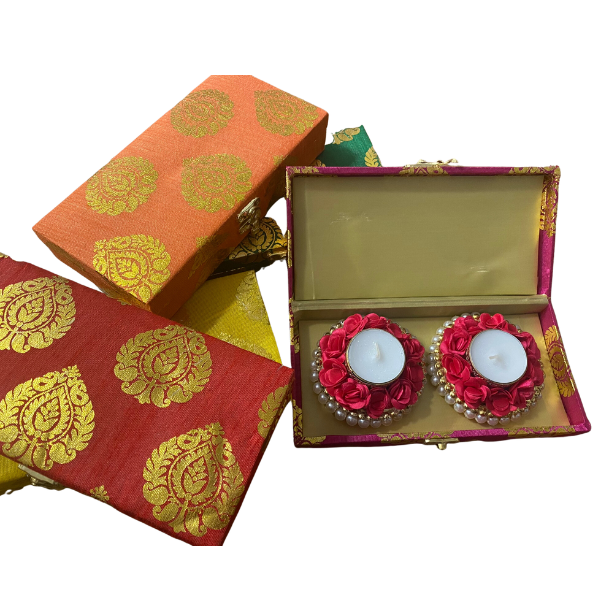 Gift Box Diya Diwali Roses - 2 in a Box