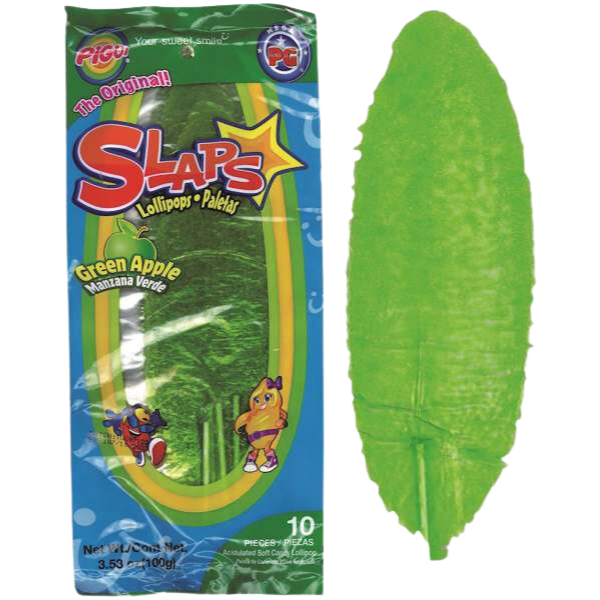 Pigüi Mexican Slaps Lollipops Green Apple - 10 Slaps