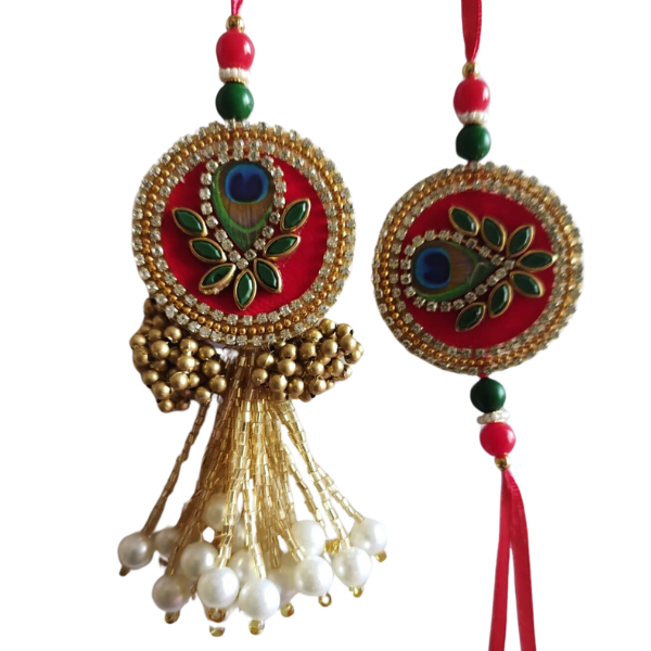 Ensemble Rakhi couple plume de paon